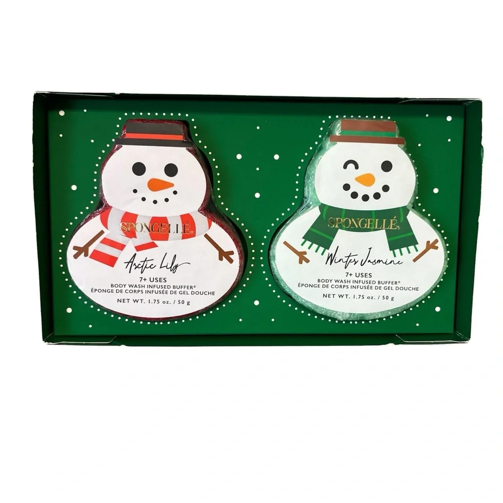 Spongellé Let It Snow Set-2 Snowman Body Wash Infused Buffers/Sponges New in Box